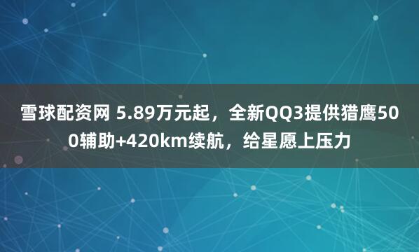 雪球配资网 5.89万元起，全新QQ3提供猎鹰500辅助+420km续航，给星愿上压力
